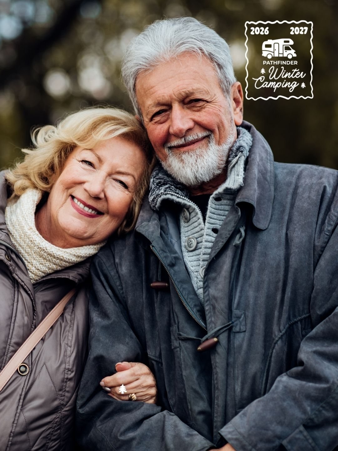 Winter Camping social ad with a smiling couple